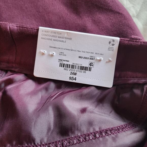 Liz Claiborne NWT Emma maroon mid-rise slim leg ankle pants woman's size 24W - Picture 6 of 13